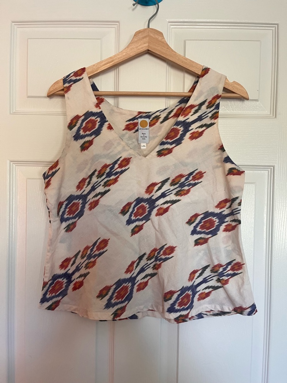V-Neck Sleeveless Printed Tank Top, Genuine, hand-dyed Batik